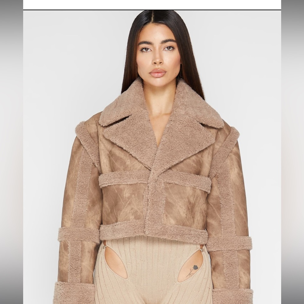 Brown vegan leather and Borg Jacket/Gilet